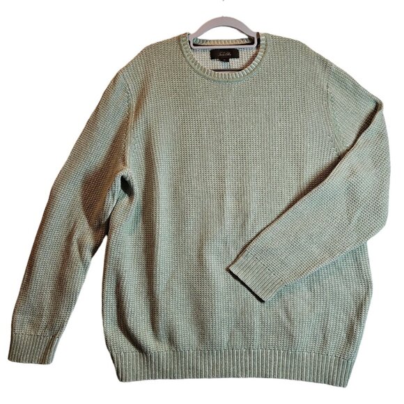 Tasso Elba Pullover Sweater Mens XL Green Cotton Career Office Hipster Retro Dad - Picture 1 of 11